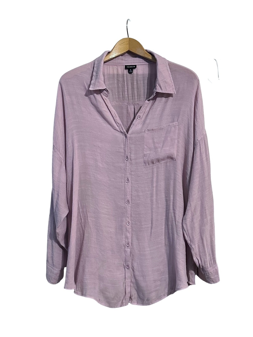 Torrid Lindsay Drop Shoulder Button Up Shirt Roll Tab Plus Sz 2 2X 18 20 Purple